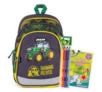 JOLLY Sac à dos pour l'école maternelle, 6 pièces, sangle de poitrine réglable, bande de sécurité pour la visibilité, crayons de couleur et livre de coloriage inclus