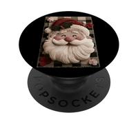 Jolly Santa Claus Face de Noël Plaid Joy PopSockets PopGrip Adhésif