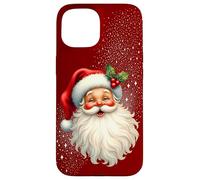 Jolly Santa Claus Face, Holly & Sparkles - Festive Christmas Coque pour iPhone 15