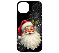 Jolly Santa Claus Face, Holly & Sparkles - Festive Christmas Coque pour iPhone 15 Plus