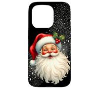 Jolly Santa Claus Face, Holly & Sparkles - Festive Christmas Coque pour iPhone 15 Pro