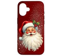 Jolly Santa Claus Face, Holly & Sparkles - Festive Christmas Coque pour iPhone 16