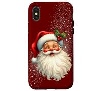 Jolly Santa Claus Face, Holly & Sparkles - Festive Christmas Coque pour iPhone X/XS