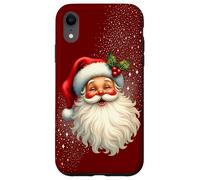Jolly Santa Claus Face, Holly & Sparkles - Festive Christmas Coque pour iPhone XR