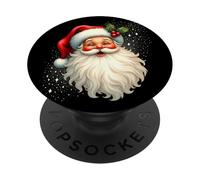 Jolly Santa Claus Face, Holly & Sparkles - Festive Christmas PopSockets PopGrip Adhésif