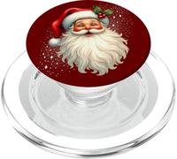 Jolly Santa Claus Face, Holly & Sparkles - Festive Christmas PopSockets PopGrip pour MagSafe