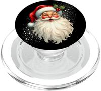 Jolly Santa Claus Face, Holly & Sparkles - Festive Christmas PopSockets PopGrip pour MagSafe