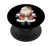 Jolly Santa Claus Manteau Patchwork de Noël PopSockets PopGrip Adhésif