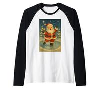 Jolly Santa Patin à Glace sous Les étoiles Vintage Noël Manche Raglan