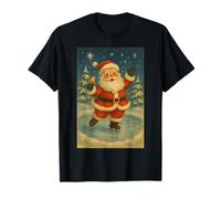 Jolly Santa Patin à Glace sous Les étoiles Vintage Noël T-Shirt