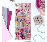 Jolly Stickers® "Floral Perfume" - Découvrez les autocollants à secouer ! Projets d'art, loisirs créatifs, paillettes et décoration fantaisiste Cadeaux pour filles Filles 3D Puffy Début d'école Entrée