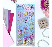 Jolly Stickers « Moon & Stars » - Découvre les autocollants à secouer ! Projets d'art, plaisir de bricolage, paillettes et fantaisie Décoration Cadeaux Filles Amusant 3D Puffy Rentrée scolaire