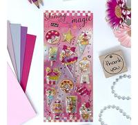 Jolly Stickers « Rose » - Découvre les autocollants à secouer ! Projets d'art, plaisir de bricolage, paillettes et fantaisie Décoration Cadeaux Filles Amusant 3D Puffy Rentrée scolaire Journal