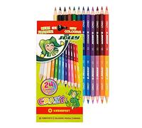 JOLLY Superstick Crazy Crayons de couleur | 24 couleurs avec 12 crayons de couleur | Résistants aux enfants et incassables | Non toxiques | Mine extra épaisse | 12 crayons dans un étui en carton