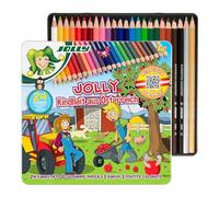 JOLLY Supersticks Lot de 24 crayons de couleur « Biobauer » - Édition « Biobauer » - Crayons de couleur incassables et non toxiques - 24 couleurs