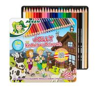 JOLLY Supersticks Lot de 24 crayons de couleur « Randonnée », étui en métal, incassables et non toxiques, 24 couleurs