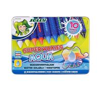 JOLLY Superwaxies Pastels de cire aquarellables - aquarellables 10 pièces dans un étui métallique, 11 pièces (paquet de 1), cire d'abeille véritable, étui pratique, couleurs riches et couvrantes
