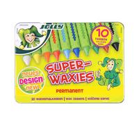 JOLLY Superwaxies Wax Crayons, Permanent, Waterproof, Pack of 10 in Metal Case 1
