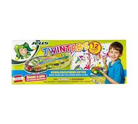 JOLLY Twintabs boîte de couleurs pour couvreurs d'école 12 pièces, 12 couleurs couvrantes, y compris blanc couvrant et 2 pinceaux dans un étui en plastique, avec système Easy-Click