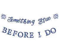 Jollyboom Bannière « Something Blue Before I Do » pour femme et fille, décoration de fête prénuptiale, bannière non requise pour fiançailles, enterrement de vie de jeune fille, enterrement de vie de