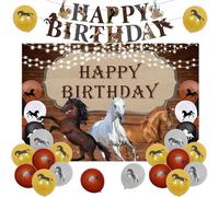Jollyboom Décoration d'anniversaire cheval Happy Birthday - Bannière et ballons pour garçons et filles - Fournitures de fête d'anniversaire