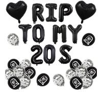 Jollyboom Décorations d'anniversaire Rip to My 20s, décorations de 30e anniversaire pour homme et femme, ballons « Death to My Twenties » pour lui et elle (noir)