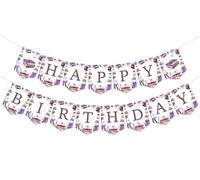 Jollyboom Décorations de fête d'anniversaire pour livre - Bannière « Happy Birthday » pour fleurs violettes « I Like Reading Storybook Party »