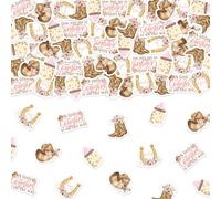Jollyboom Décorations de fête prénatale de cowgirl occidentale pour fille, 200 confettis à thème floral rose double face pour fête prénatale Wild West A Little Cowgirl is On the Way