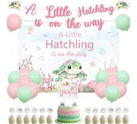 Jollyboom Décorations de fête prénatale en forme de tortue de mer avec inscription « A Little Hatchling Is On The Way » - Bannière de gâteau - Ballons pour fête prénatale - Cadeau de grossesse