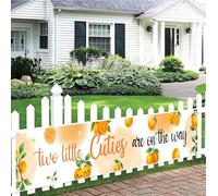 Jollyboom Décorations de fête prénatale « Two Little Cuties Are On the Way » - Bannière de fond pour double fête prénatale, intérieur et extérieur