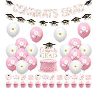 Jollyboom Décorations florales de fête de remise de diplôme pour fille, félicitations florales pour diplômés 2026, bannière, guirlande de gâteaux, cupcakes, ballons pour « We Are So Proud of You Class