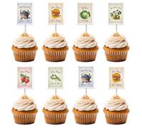 Jollyboom Farm Market Lot de 24 décorations de cupcakes « She's Off the Market » pour fête prénuptiale et baies « Much in Love » - Fruits, légumes, enterrement de vie de jeune fille, mariage