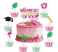 Jollyboom Lot de 25 décorations de fête tropicales hawaïennes « We Are So Proud of You » - Décorations de fête de remise de diplôme pour la classe de 2026 - Congrats Graduations Summer