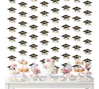 Jollyboom Lot de 3 décorations florales de fête de remise de diplôme pour fille, chapeaux floraux de félicitations pour diplômés 2026, guirlande à pois à suspendre, banderoles pour « We Are So Proud