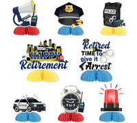 Jollyboom Lot de 8 décorations de fête de retraite de police, Happy Retirement Retired Time to Give It Arrest en nid d'abeille pour la police I'm Retired Ask Someone Else Off Duty Appel à toutes les