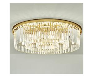 Jolre Plafonnier en Cristal de 60 cm, Lustre Doré, lustre chambre, Lampe Ronde LED, Plafond Transparent, E14
