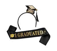Jolsaawie 1 Ensemble Bandeau Casquette Graduation, Ceinture en Satin Graduée 2024, Fournitures Décoration Fête Remise Diplôme, Accessoires Photo, Mini Chapeau Célibataire