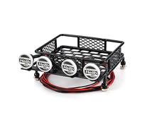 Jolsaawie 1 ensemble de toit de bagage en métal 115 x 107 mm avec projecteurs pièces de rechange pour voiture sur chenilles CC01 CR01 RC4WD D90 Axial SCX10 1/10 RC