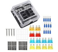 Jolsaawie Bloc de fusibles étanche à 6 voies, avec indicateur LED et boîte à fusibles marine négative pour voiture, bateau, camping-car, camion DC 12-24 V