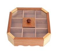 Jolsaawie Boîte à fruits secs en bois avec couvercle, multi-compartiments, plateau sectionnel pour fruits sectionnels, fruits sectionnels, noix B