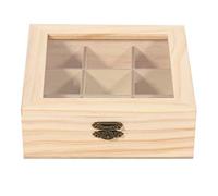 Jolsaawie Boîte de rangement en bois pour sachets de thé, bijoux, 9 compartiments, boîte à thé, boîte à sucre en bois