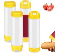 Jolsaawie Bouteilles Compressibles Inversées en Plastique de 20 Oz, Distributeur à Grande Valve à Embout Rechargeable, Bouteille Compressible pour Condiments, Sauces, Ketchup