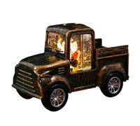 Jolsaawie Décoration de Noël rétro en forme de camion Père Noël Lumière de nuit Cadeau Décoration de fenêtre Vert foncé