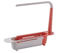 Jolsaawie Étagère de rangement télescopique pour évier de cuisine, rouge