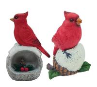 Jolsaawie Figurine D'Oiseau Rouge Faite à la Main, Sculpture Artificielle en Résine, Ornements Décoratifs Faits à la Main pour Oiseaux