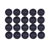 Jolsaawie Lot de 20 interrupteurs à bascule LED ronds 12 V 20 A marche/arrêt 3 positions Bleu et rouge
