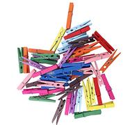 Jolsaawie Lot de 50 grandes pinces à linge en bois naturel coloré de 7,6 cm, couleurs assorties