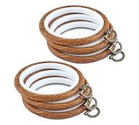 Jolsaawie Lot de 6 cercles à broder de 10 cm avec anneau en métal imitation bois
