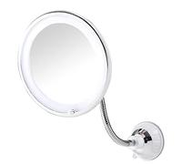 Jolsaawie Miroir Pliant à Ventouse Rotation à 360 Degrés LED 10X avec Ventouse Puissante Miroir de Voyage Portable Sans