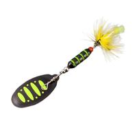 Jolsaawie Paillettes composites rotatives en métal à manivelle à la main Colonne de cuivre à trois hameçons Appât Vert à pois